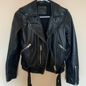 All Saints Balfern Leather Biker Jacket black